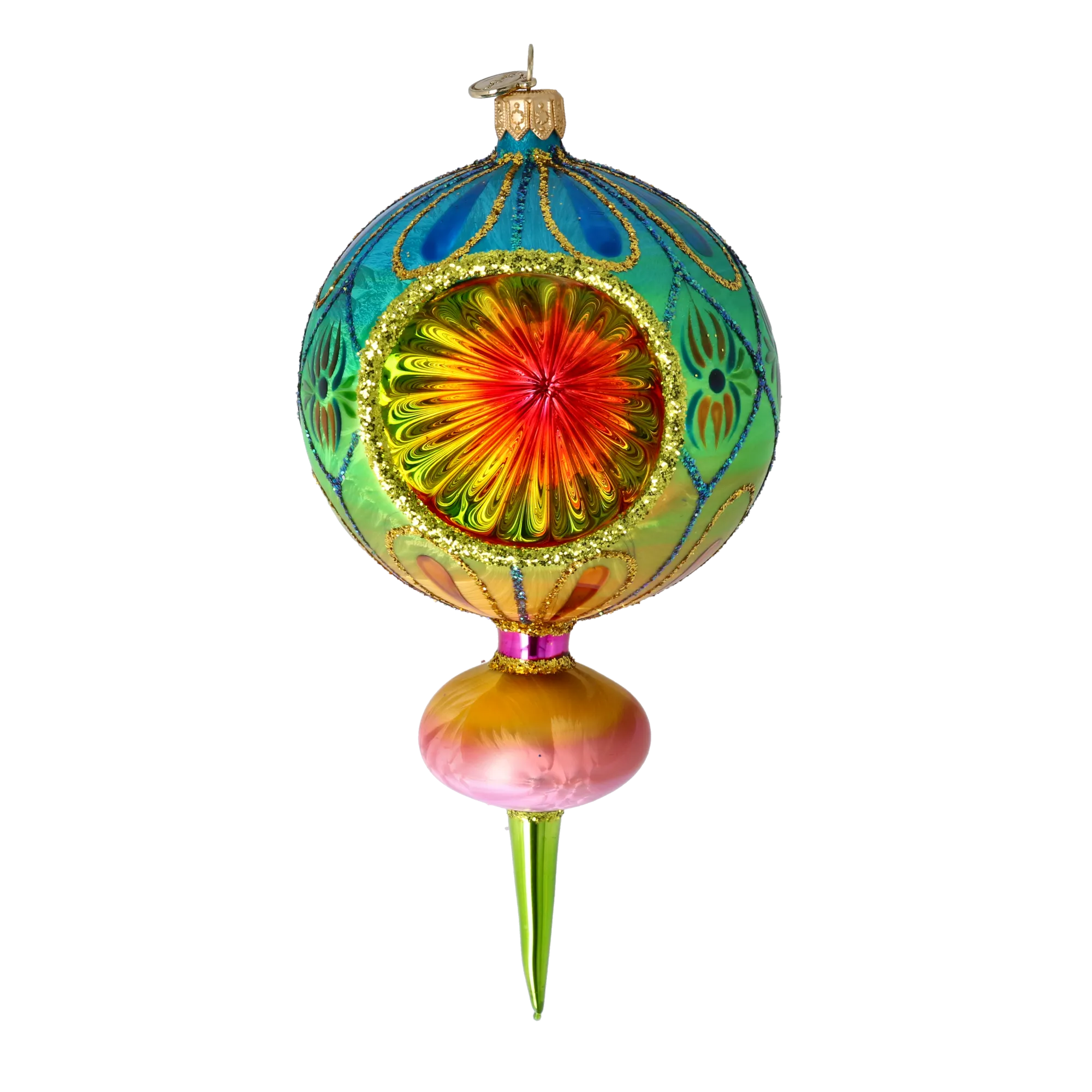 Azure Solar Mirage | Hand-Painted Glass Ornament | Blubom 2025-118