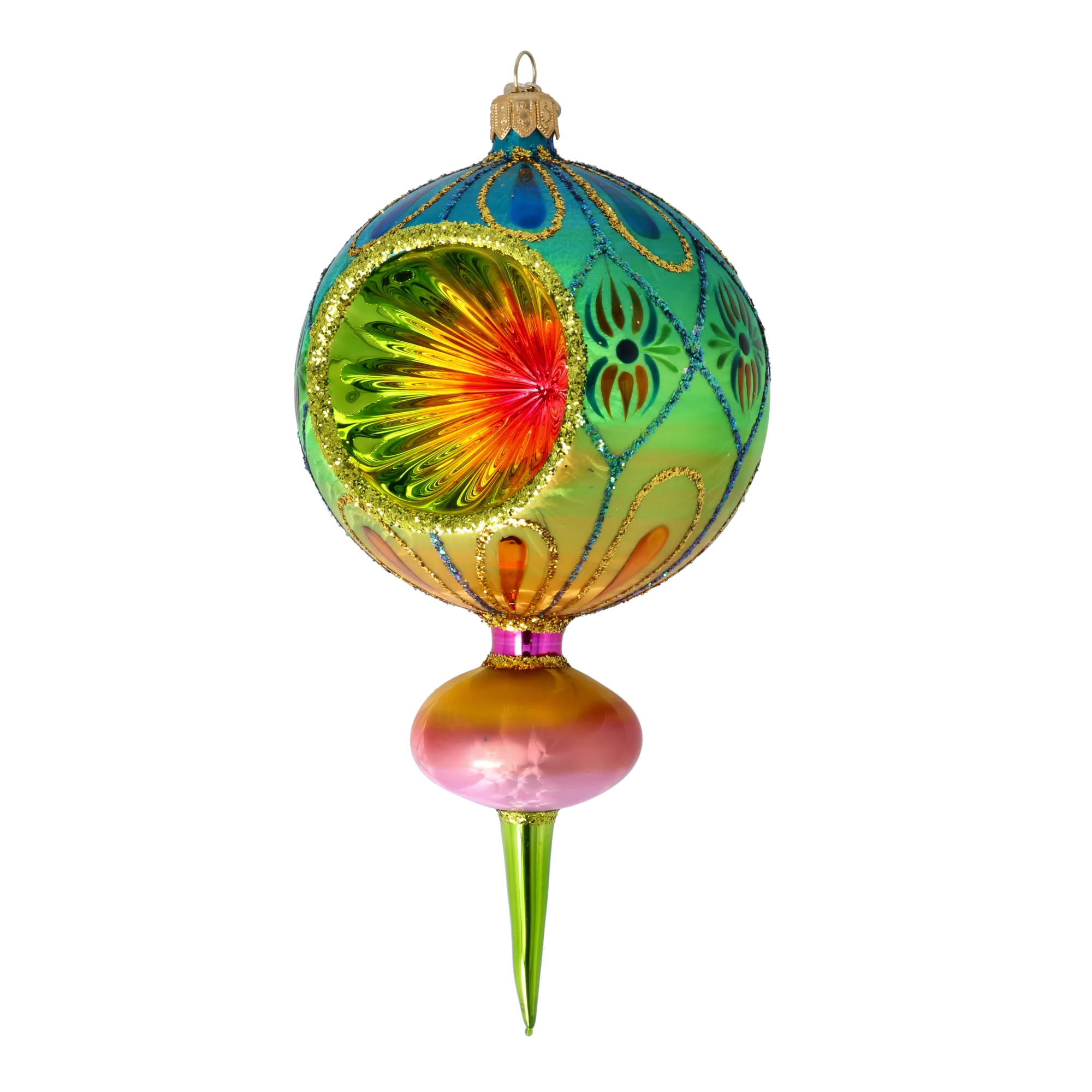Azure Solar Mirage | Hand-Painted Glass Ornament | Blubom 2025-118