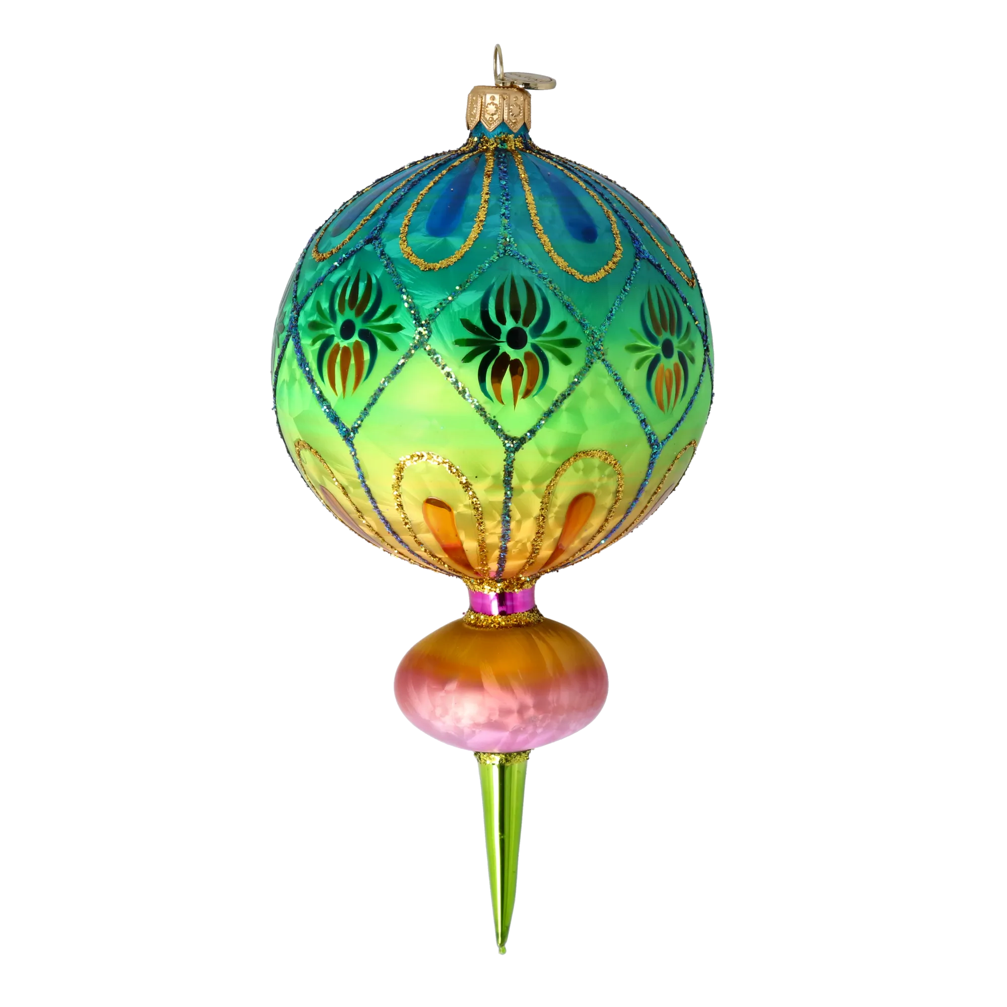 Azure Solar Mirage | Hand-Painted Glass Ornament | Blubom 2025-118