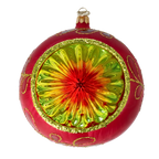 Crimson Solar Resonance | Hand-Painted Glass Ornament | Blubom 2025-123