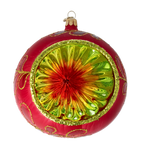 Crimson Solar Resonance | Hand-Painted Glass Ornament | Blubom 2025-123