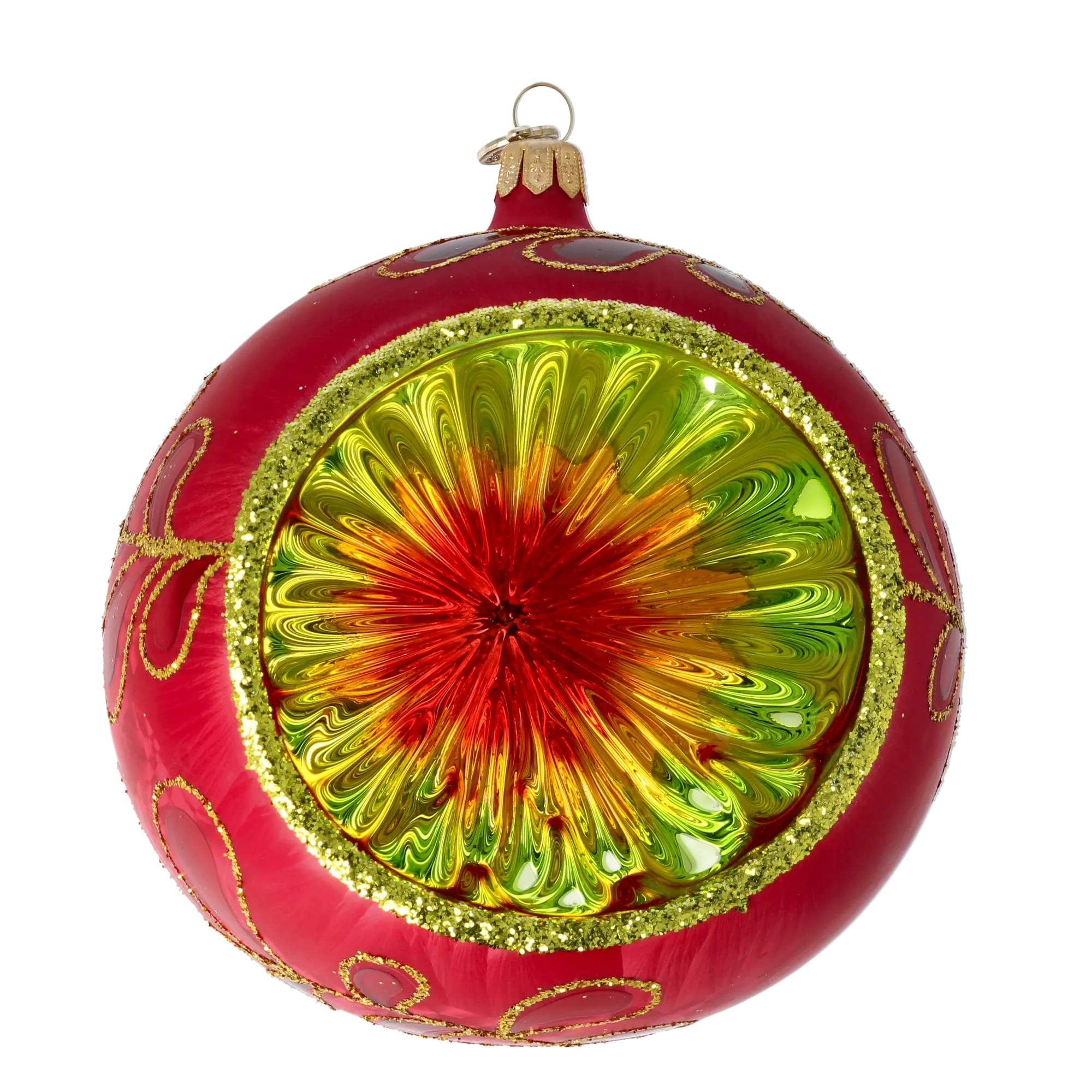 Gilded Crimson Sunburst Premium christmas glass ornament 2025-123