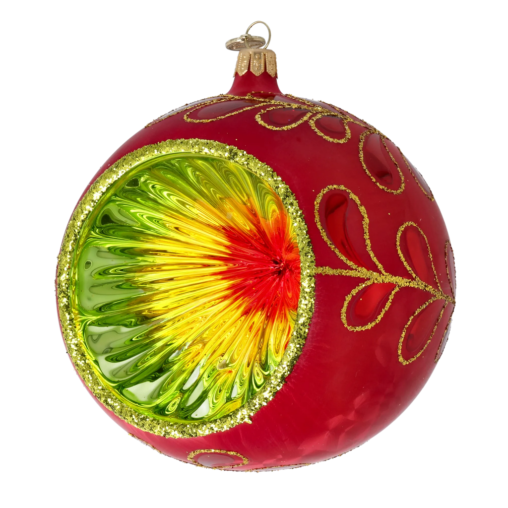 Crimson Solar Resonance | Hand-Painted Glass Ornament | Blubom 2025-123