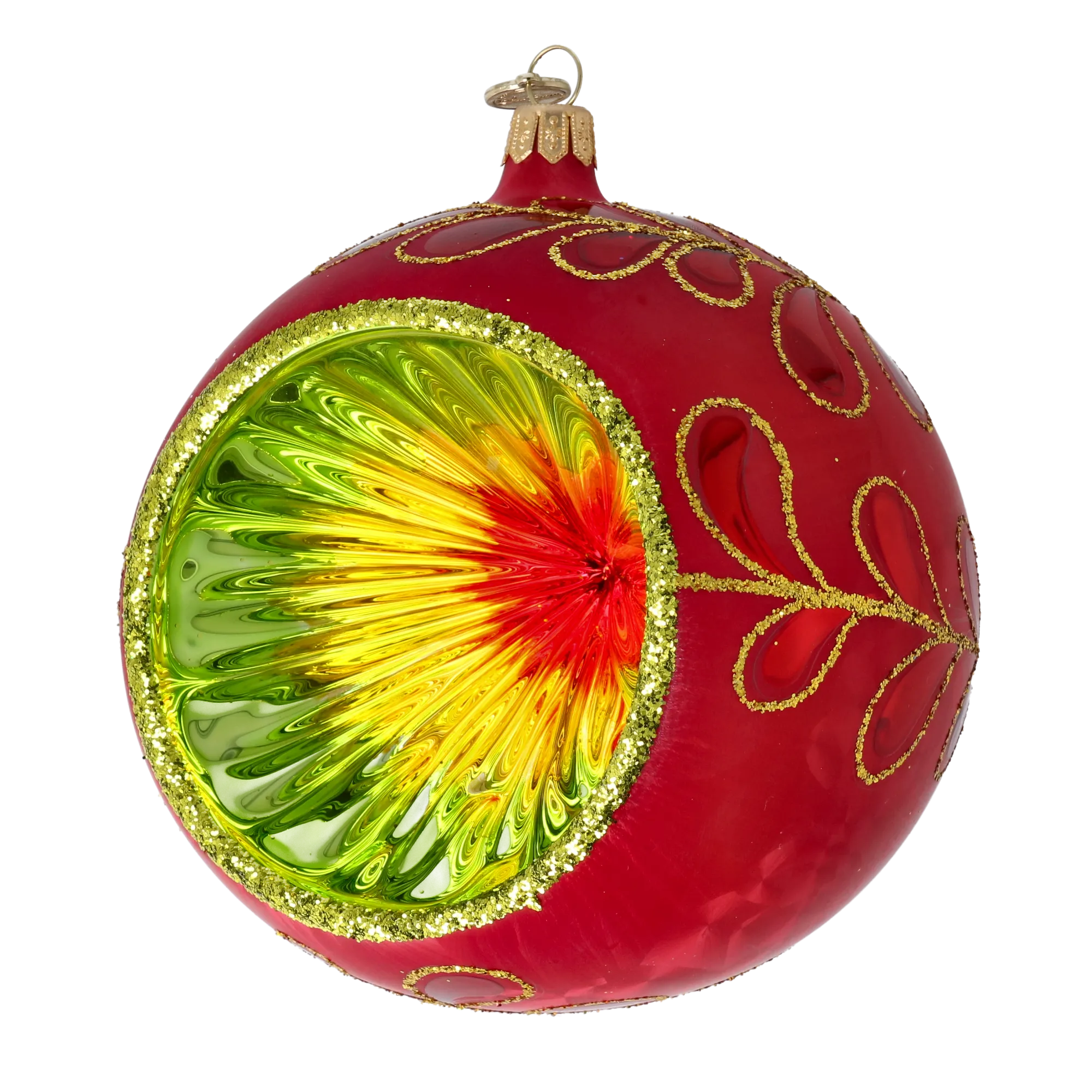 Gilded Crimson Sunburst Premium christmas glass ornament 2025-123