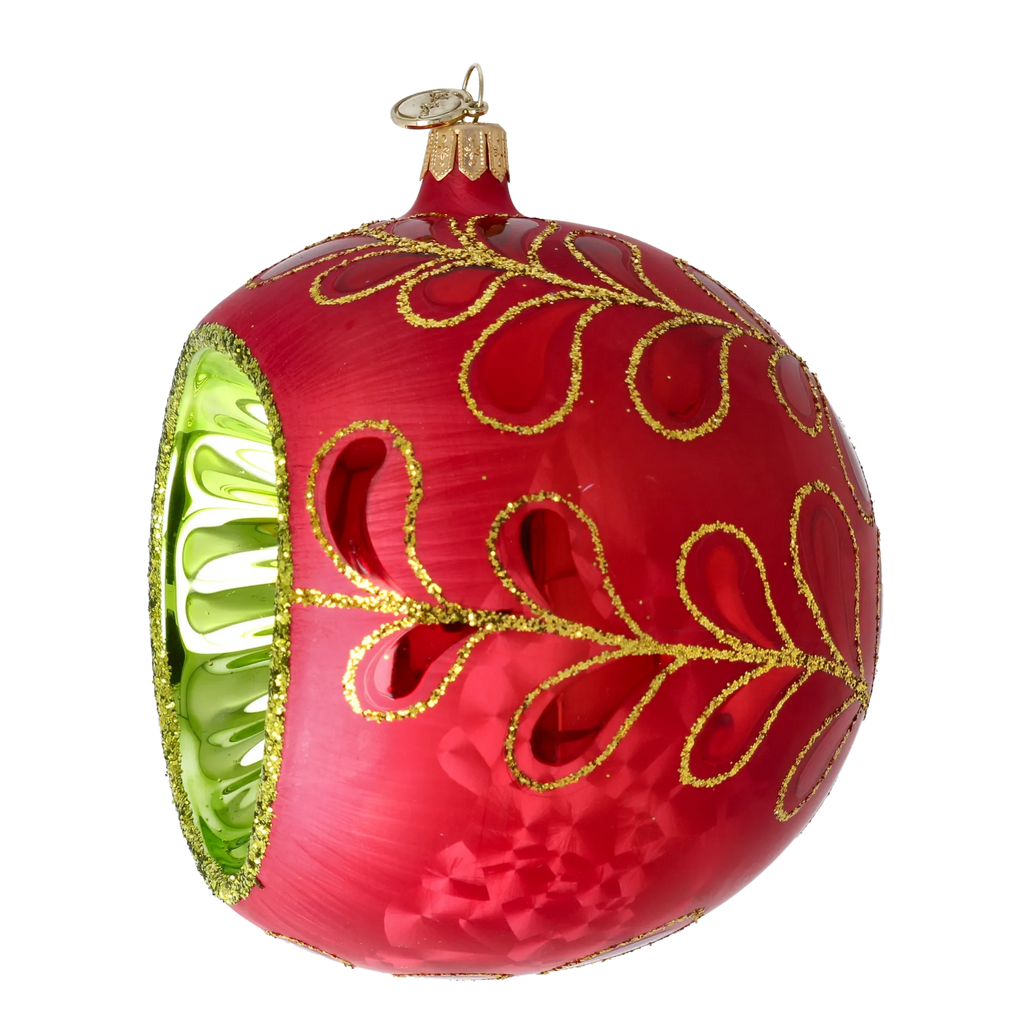 Crimson Solar Resonance | Hand-Painted Glass Ornament | Blubom 2025-123