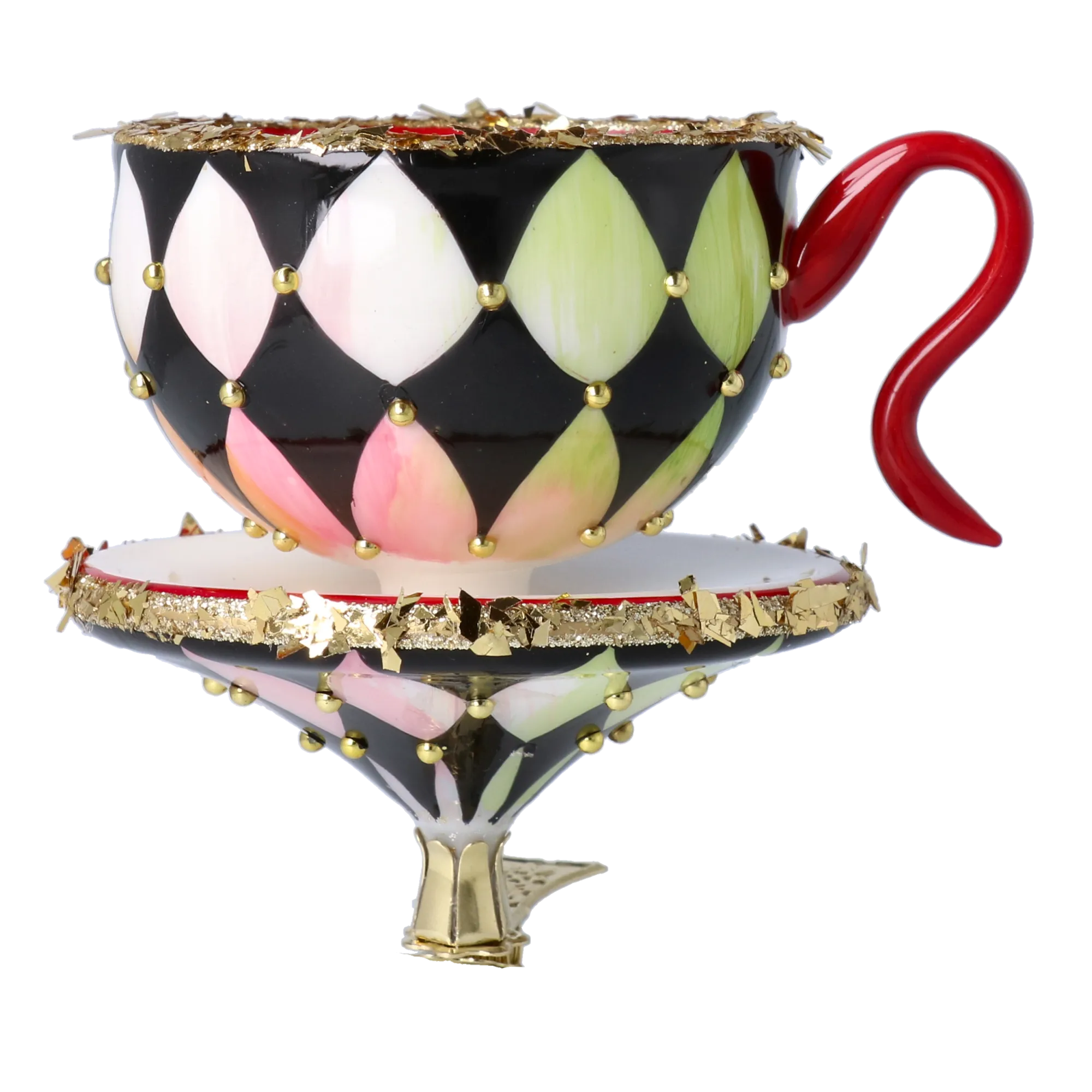 Royal Tea Delight Tea cup Ornament Handmade Glass Christmas ornament 2025-124