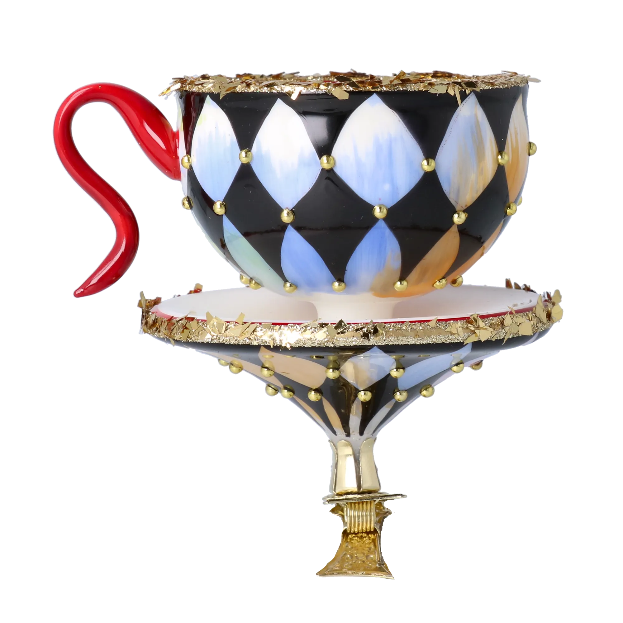 Royal Tea Delight Tea cup Ornament Handmade Glass Christmas ornament 2025-124