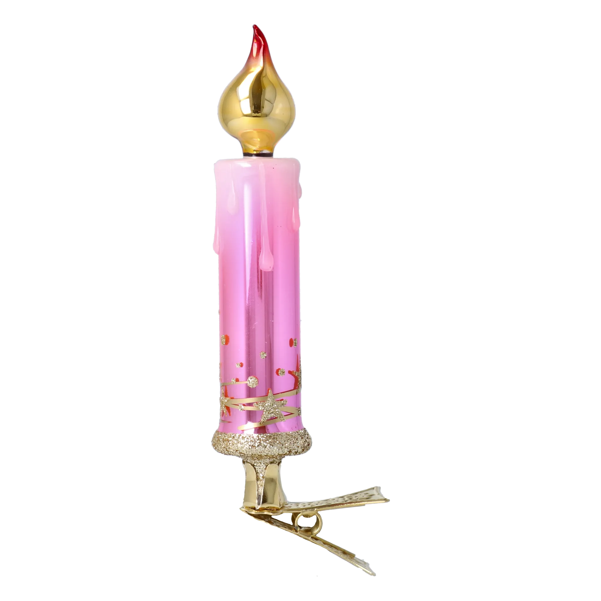 Gilded Pink Star Candle Premium christmas glass ornament 2025-127
