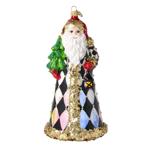Harlequin Gilded Saint | Hand-Painted Glass Ornament | Blubom 2025-163