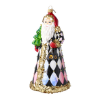 Harlequin Gilded Saint | Hand-Painted Glass Ornament | Blubom 2025-163