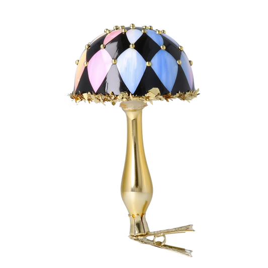Harlequin Gilded Mushroom Premium christmas glass ornament 2025-164