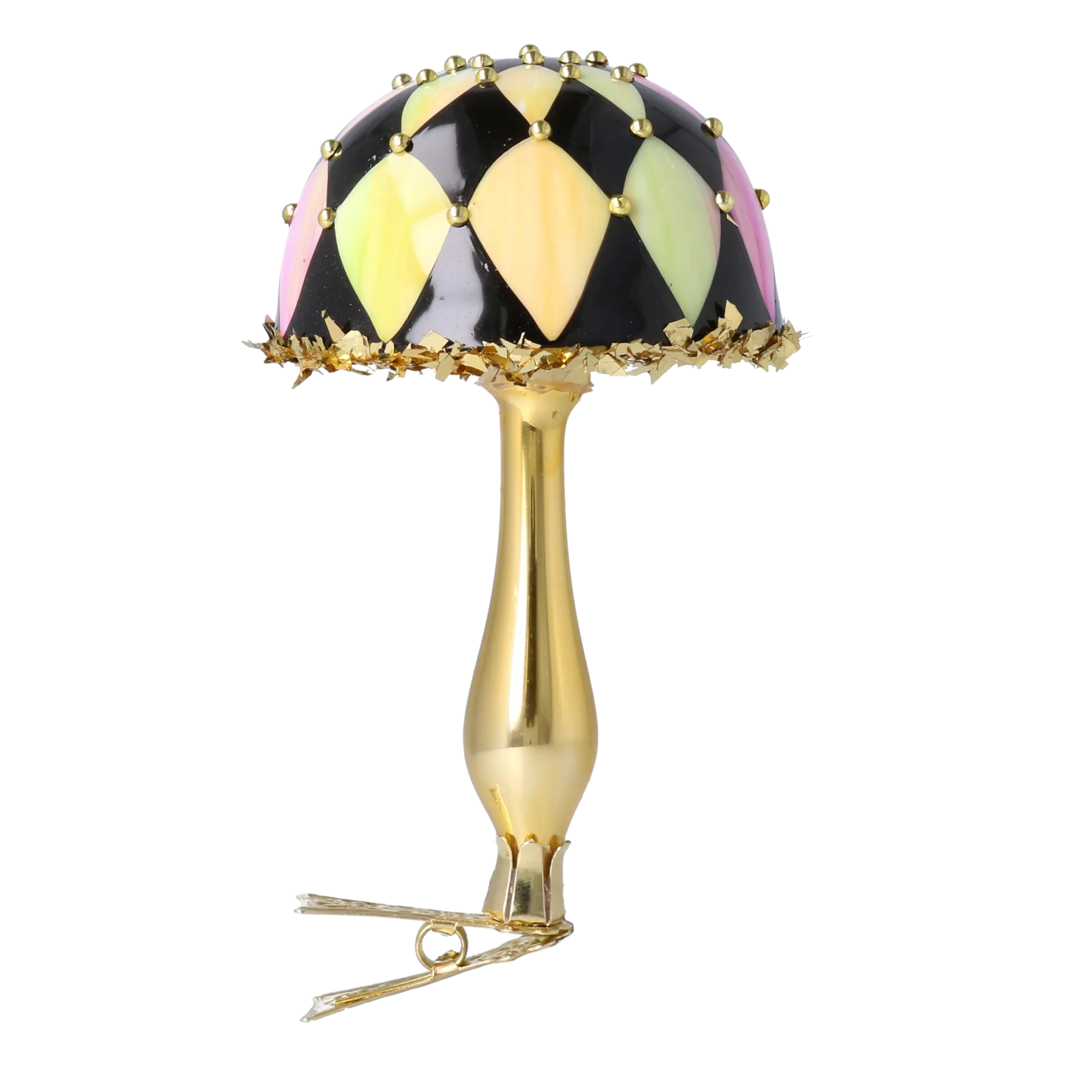 Harlequin Gilded Mushroom Premium christmas glass ornament 2025-164