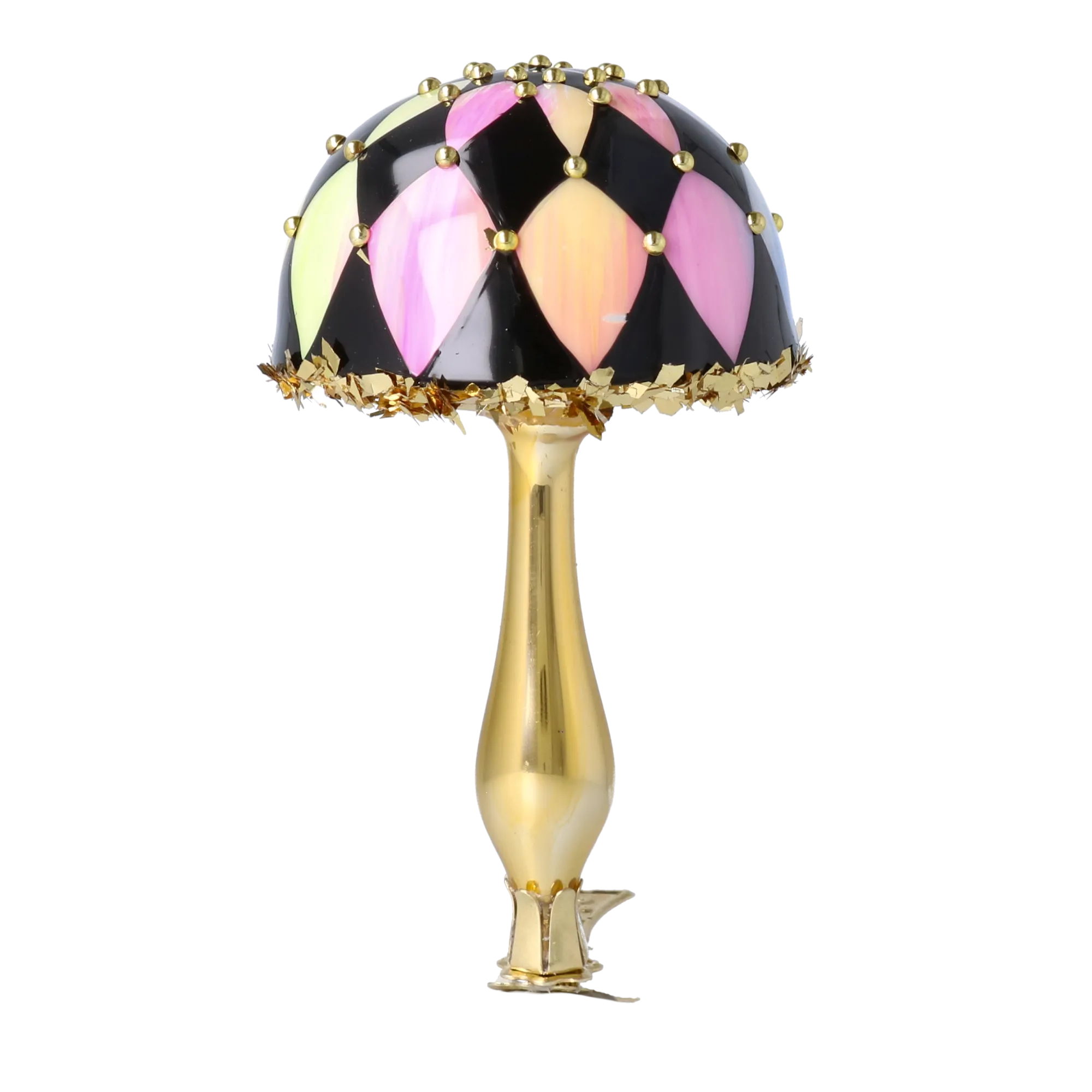 Harlequin Gilded Mushroom Premium christmas glass ornament 2025-164