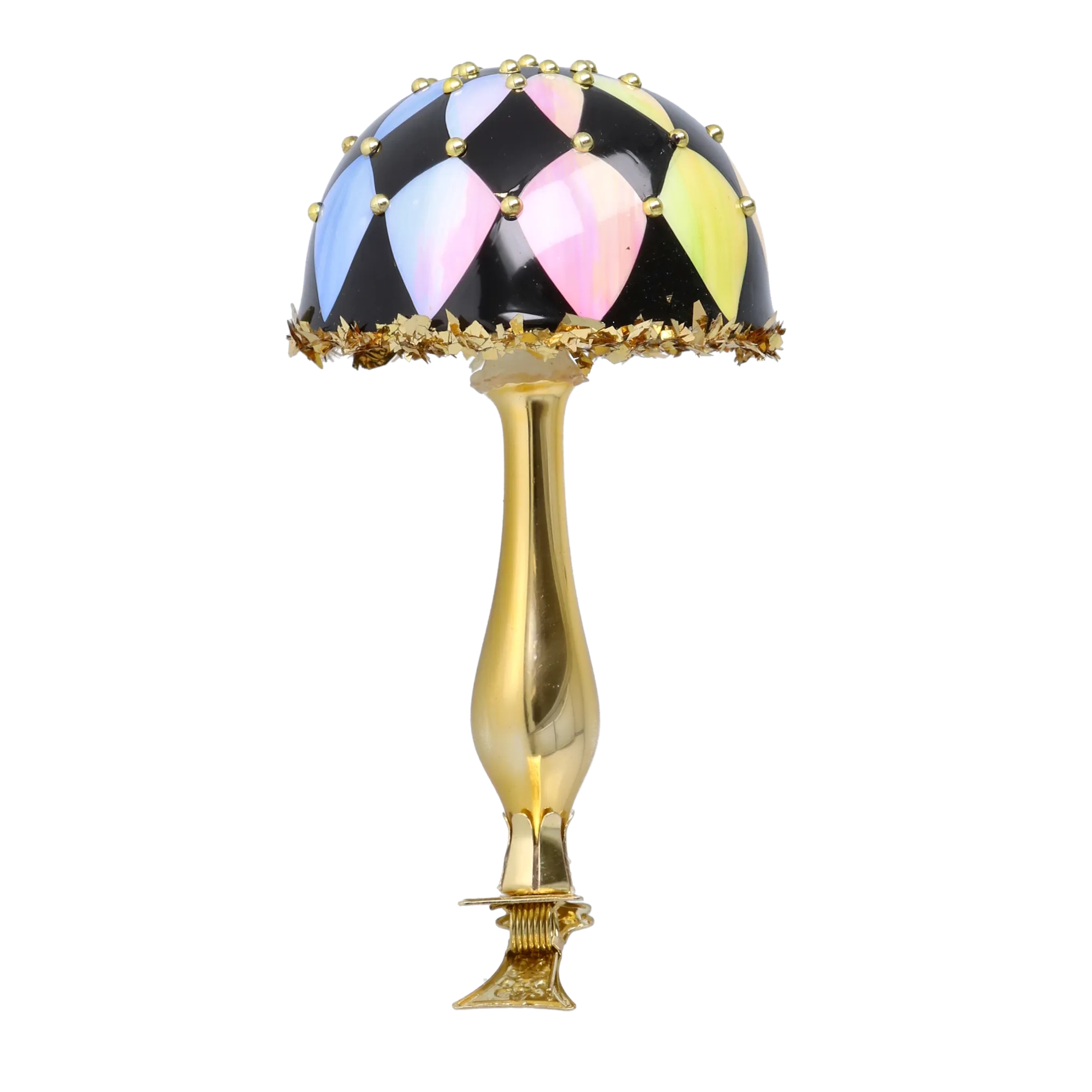 Harlequin Gilded Mushroom Premium christmas glass ornament 2025-164