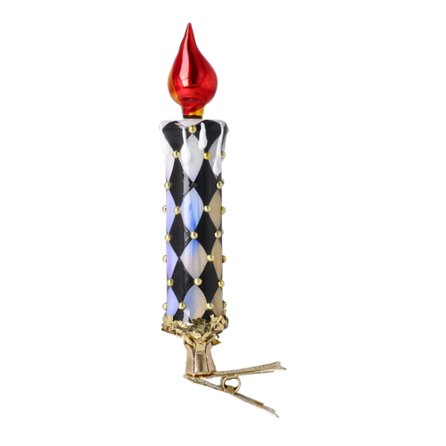 Harlequin Midnight Vigil | Hand-Painted Glass Ornament | Blubom 2025-166