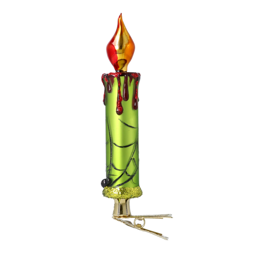 Sanguine Verdant Taper | Hand-Painted Glass Ornament | Blubom 2025-167