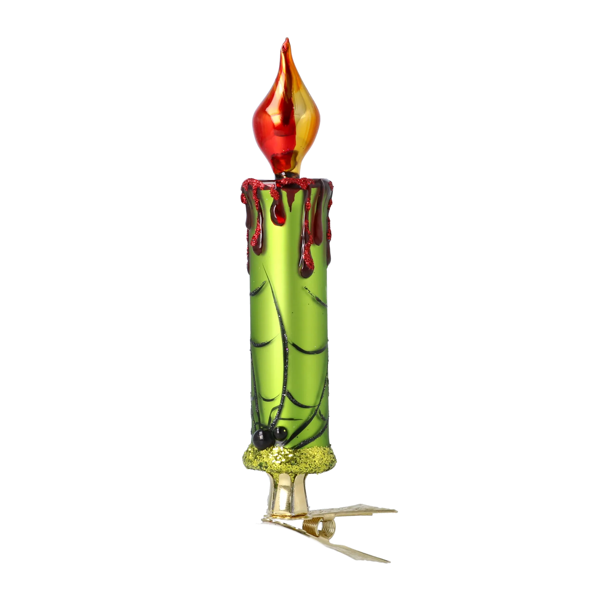 Sanguine Verdant Taper | Hand-Painted Glass Ornament | Blubom 2025-167