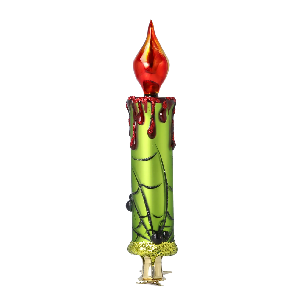 Sanguine Verdant Taper | Hand-Painted Glass Ornament | Blubom 2025-167