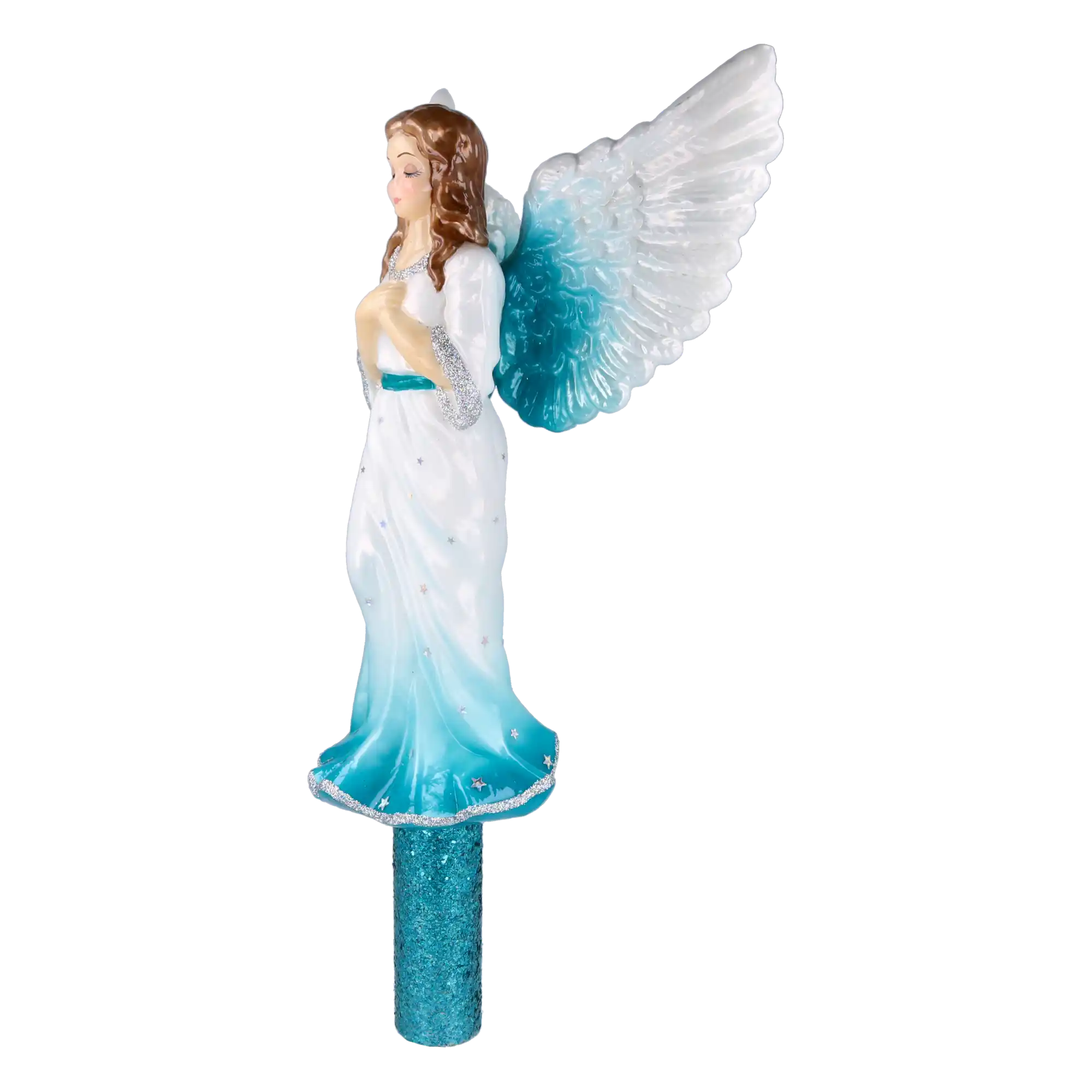 Blue Celestial Angel Glass Christmas Tree Topper