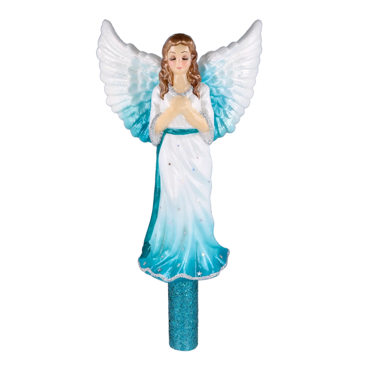 Serene Azure Seraph | Hand-Painted Glass Ornament | Blubom 2025-177