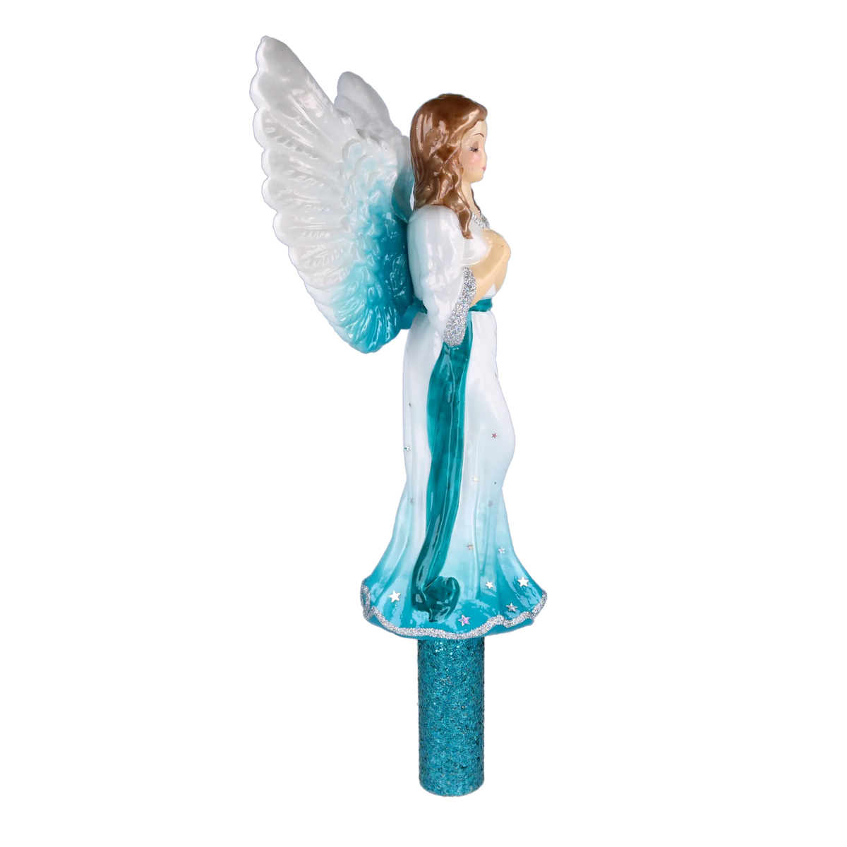 Serene Azure Seraph | Hand-Painted Glass Ornament | Blubom 2025-177