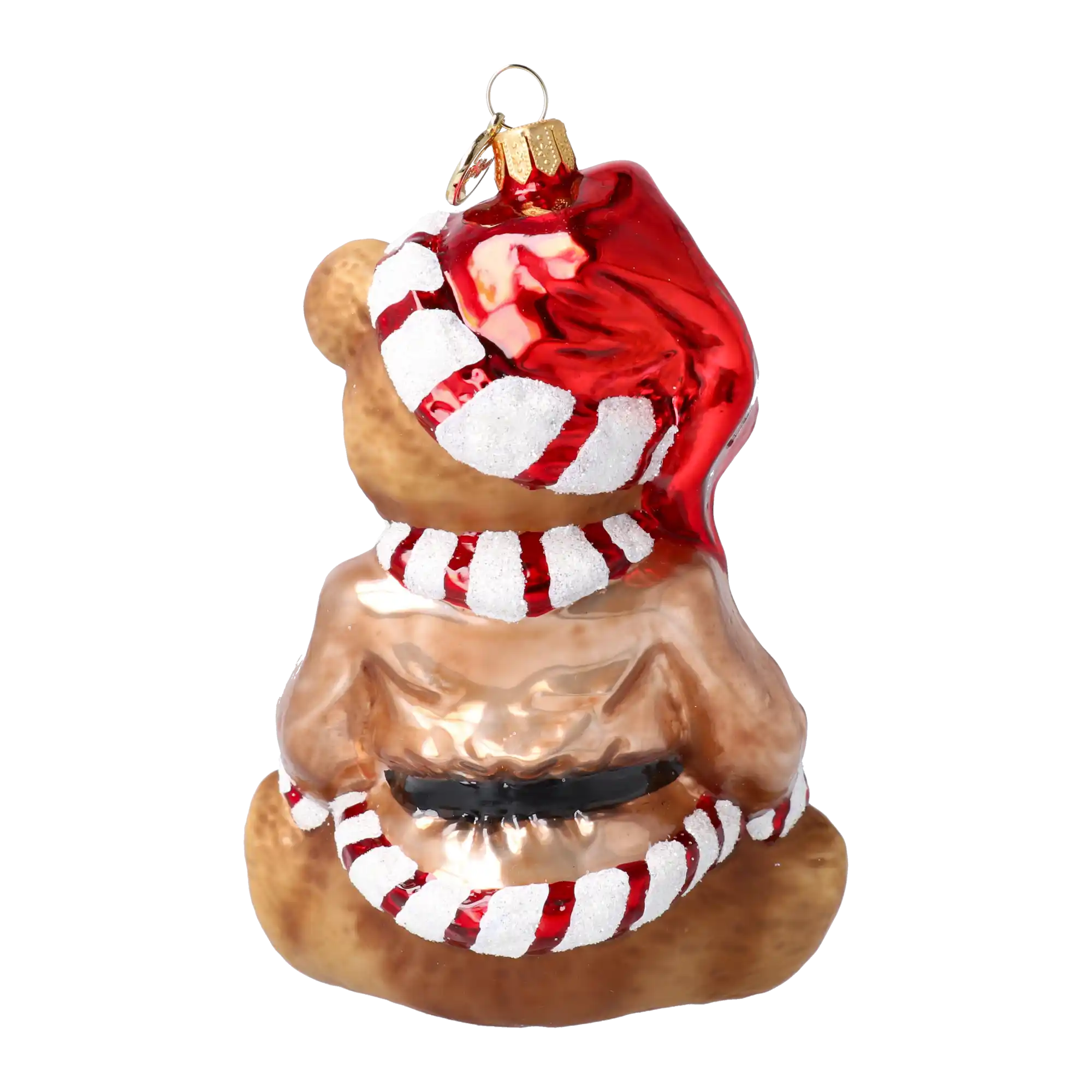 Szampański Miś W Kubraczku Szklana Ozdoba Piernik z cukierkami