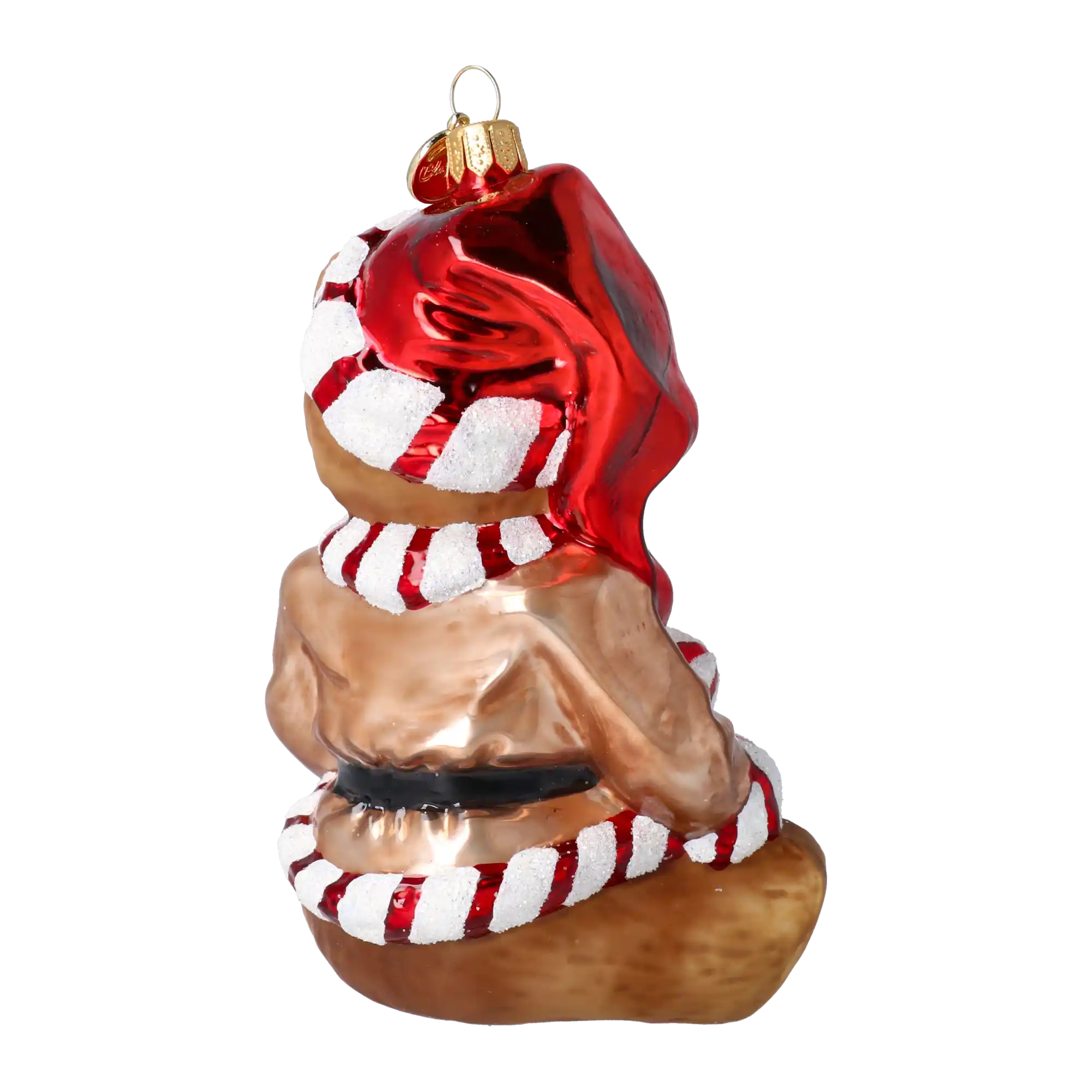 Szampański Miś W Kubraczku Szklana Ozdoba Piernik z cukierkami