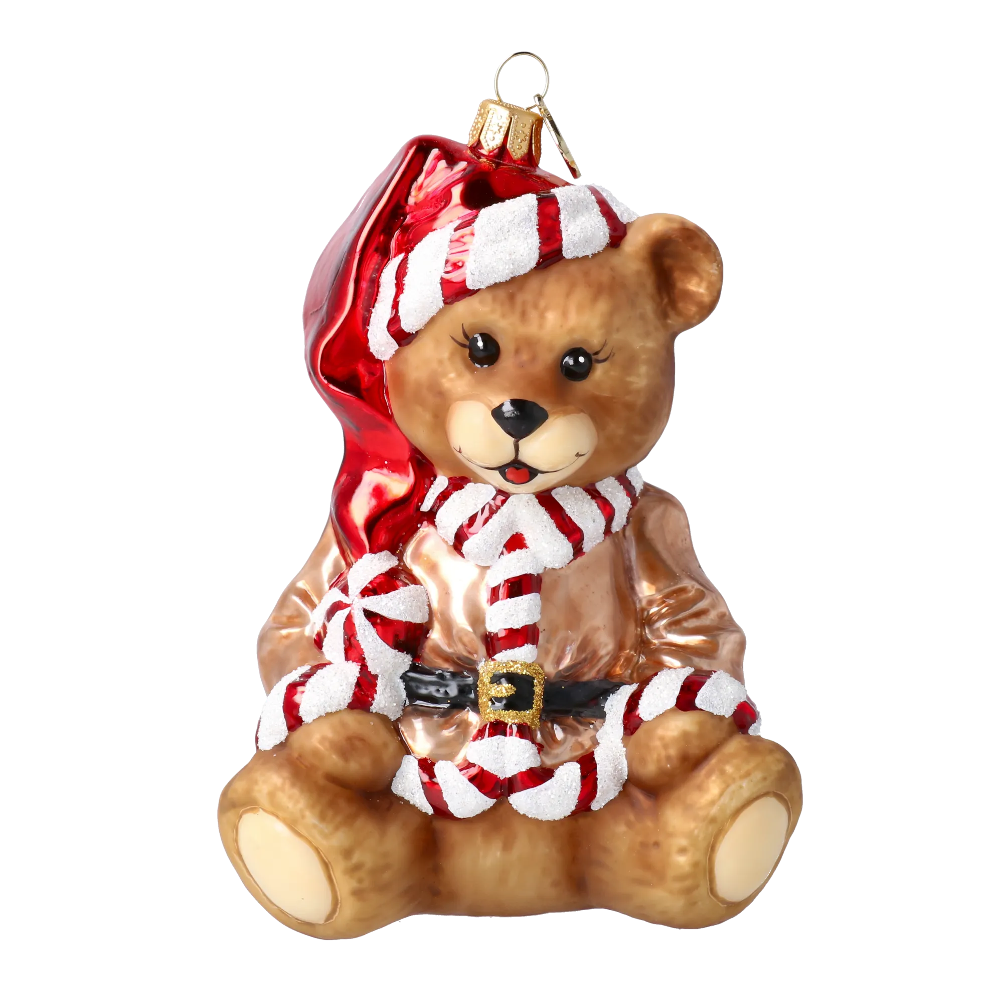 Golden Santa Teddy Premium christmas glass ornament 2025-184