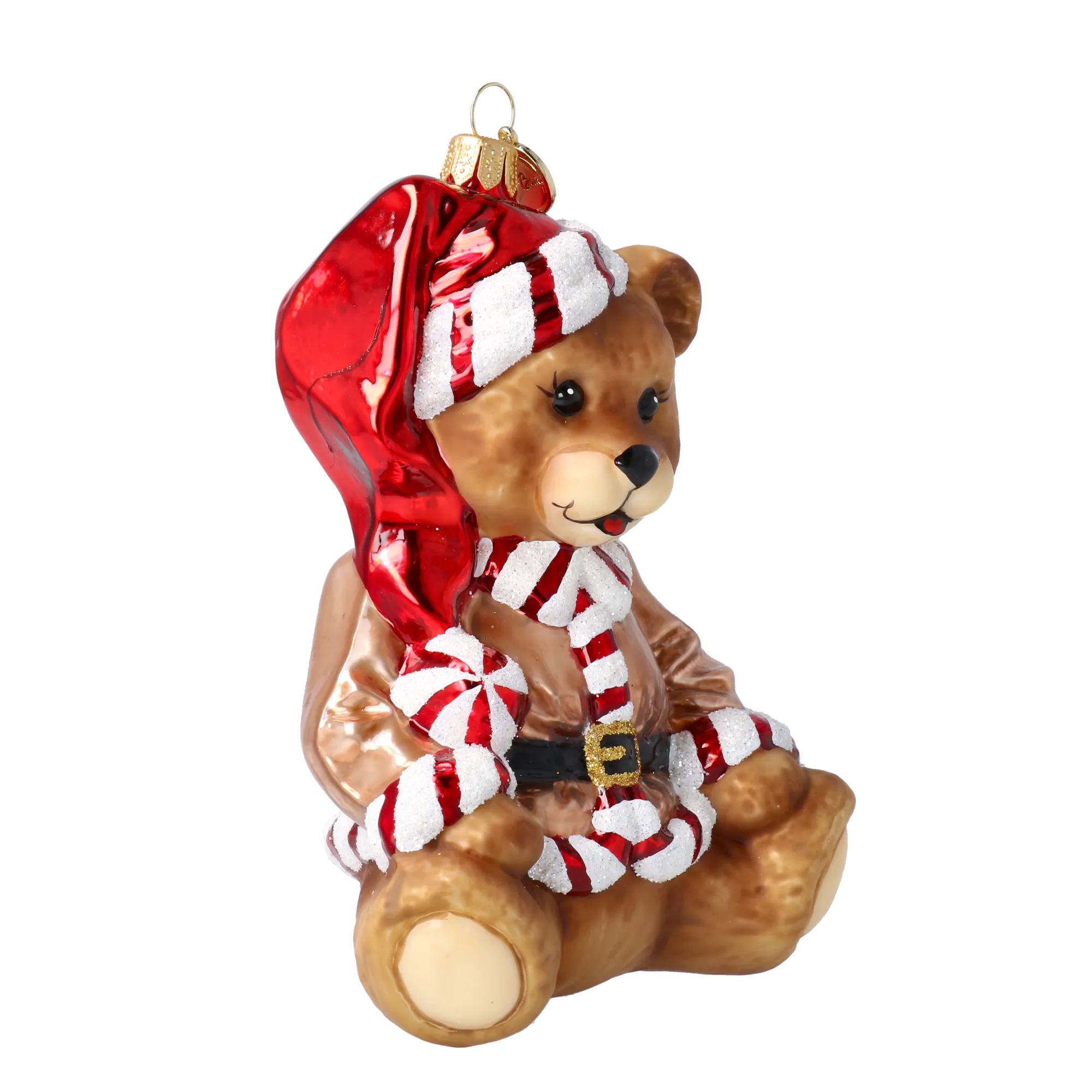 Golden Santa Teddy Premium christmas glass ornament 2025-184