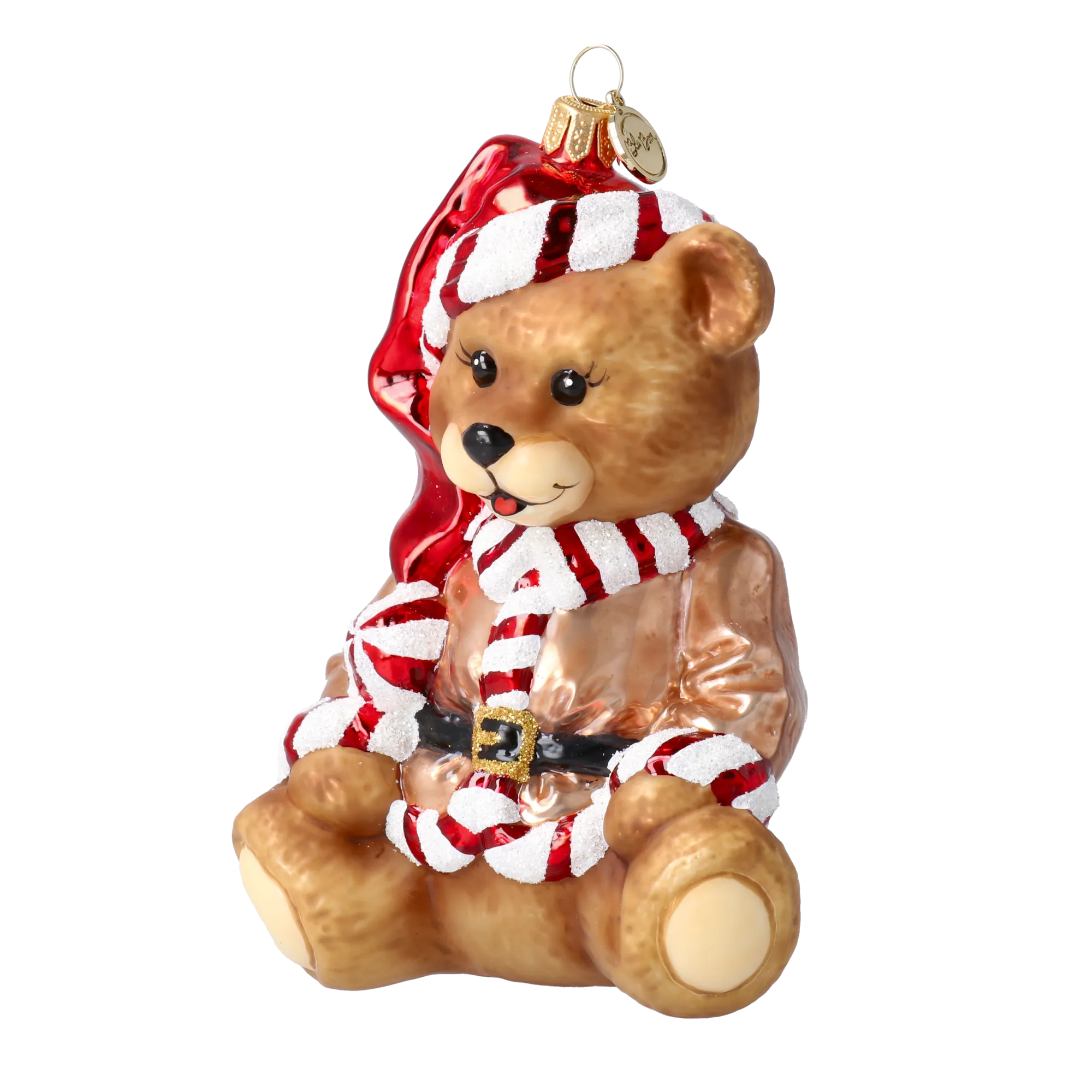 Golden Santa Teddy Premium christmas glass ornament 2025-184