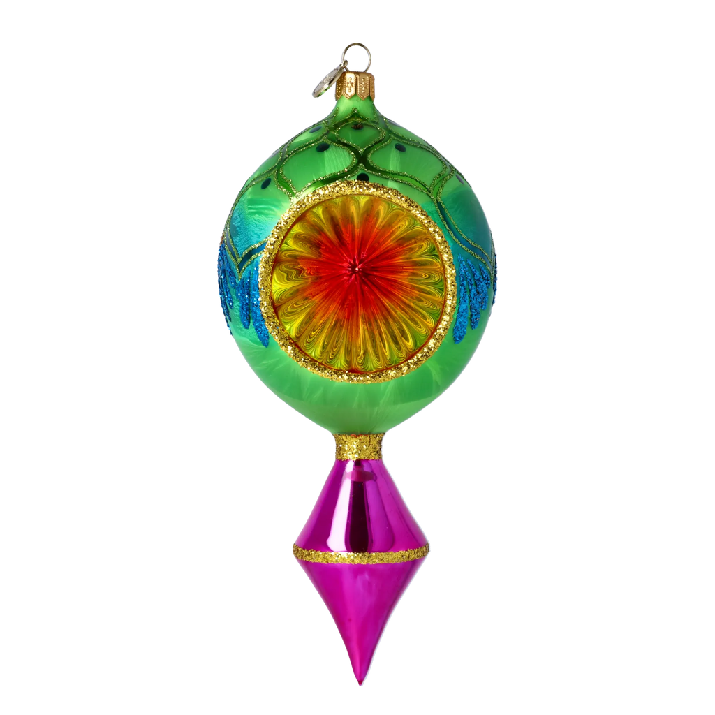 Emerald Zenith Pulse | Hand-Painted Glass Ornament | Blubom 2025-186