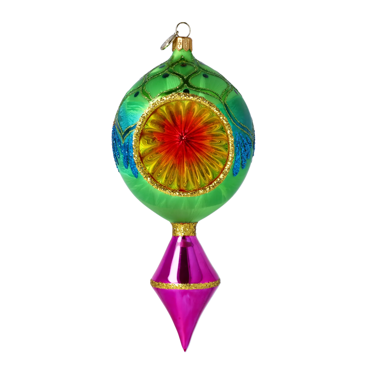 Emerald Zenith Pulse | Hand-Painted Glass Ornament | Blubom 2025-186