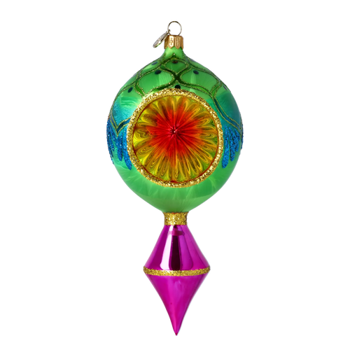 Emerald Zenith Pulse | Hand-Painted Glass Ornament | Blubom 2025-186