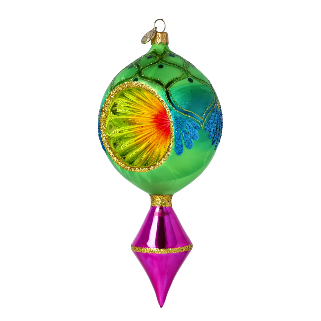 Emerald Zenith Pulse | Hand-Painted Glass Ornament | Blubom 2025-186