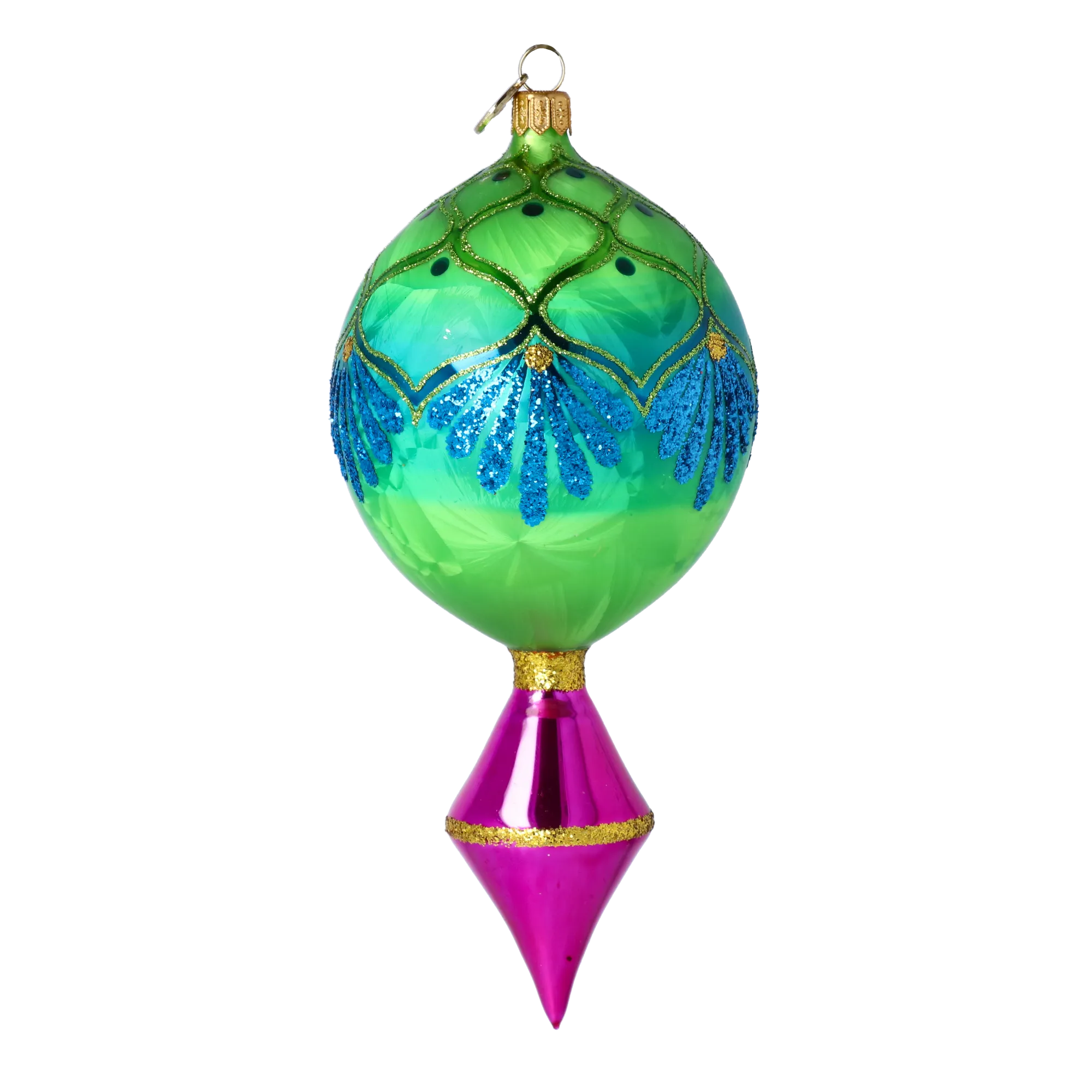 Emerald Glow Retro Glass Reflector Ornament  Handmade Glass Christmas ornament 2025-186