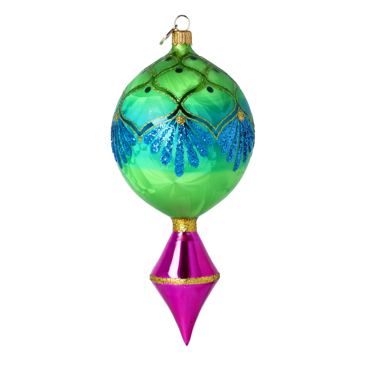 Emerald Zenith Pulse | Hand-Painted Glass Ornament | Blubom 2025-186