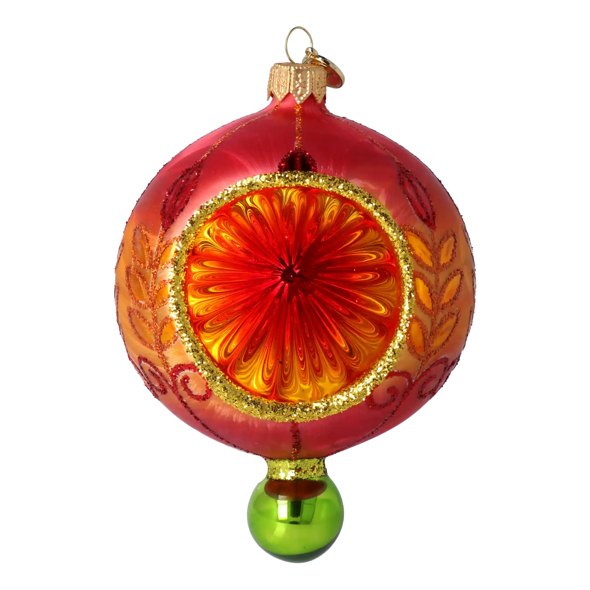 Fiery Blossom Glass Ornament Handcrafted Reflector Ornament