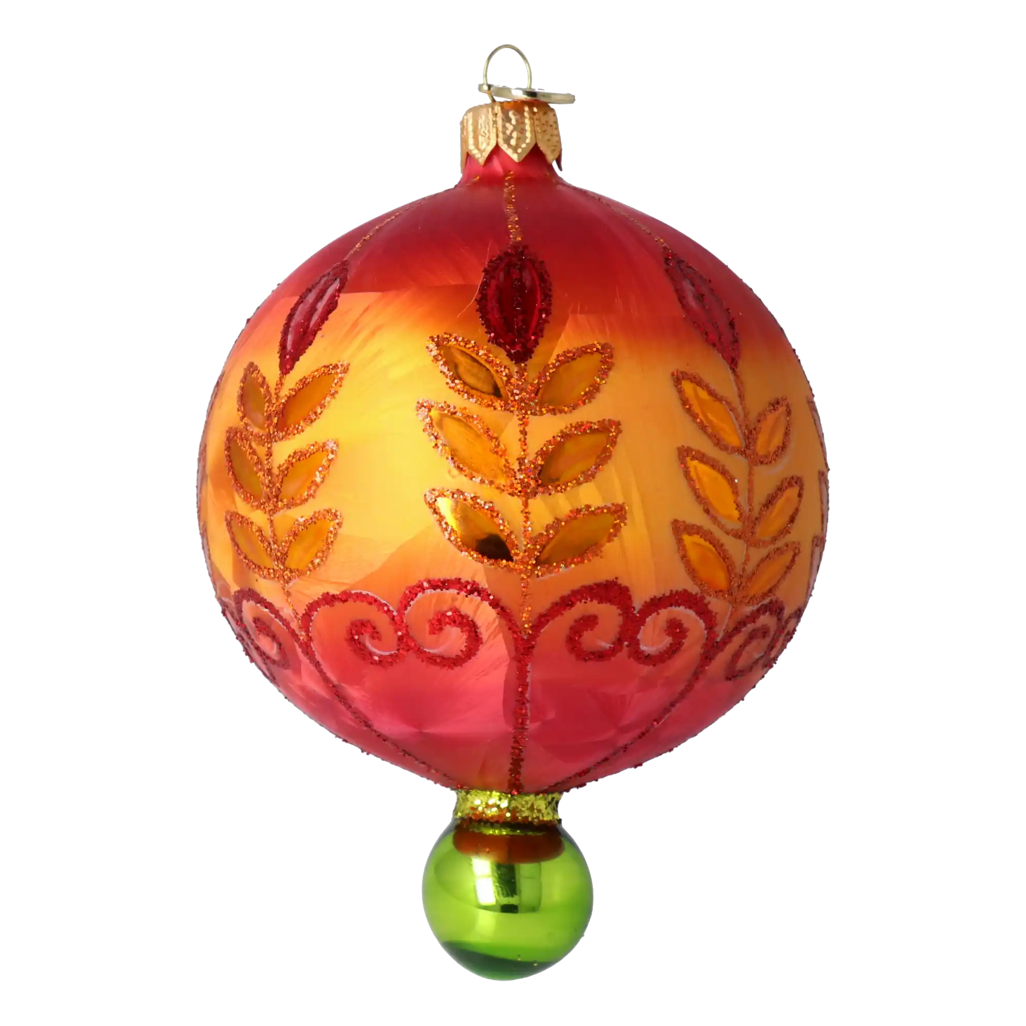 Fiery Blossom Glass Ornament Handcrafted Reflector Ornament