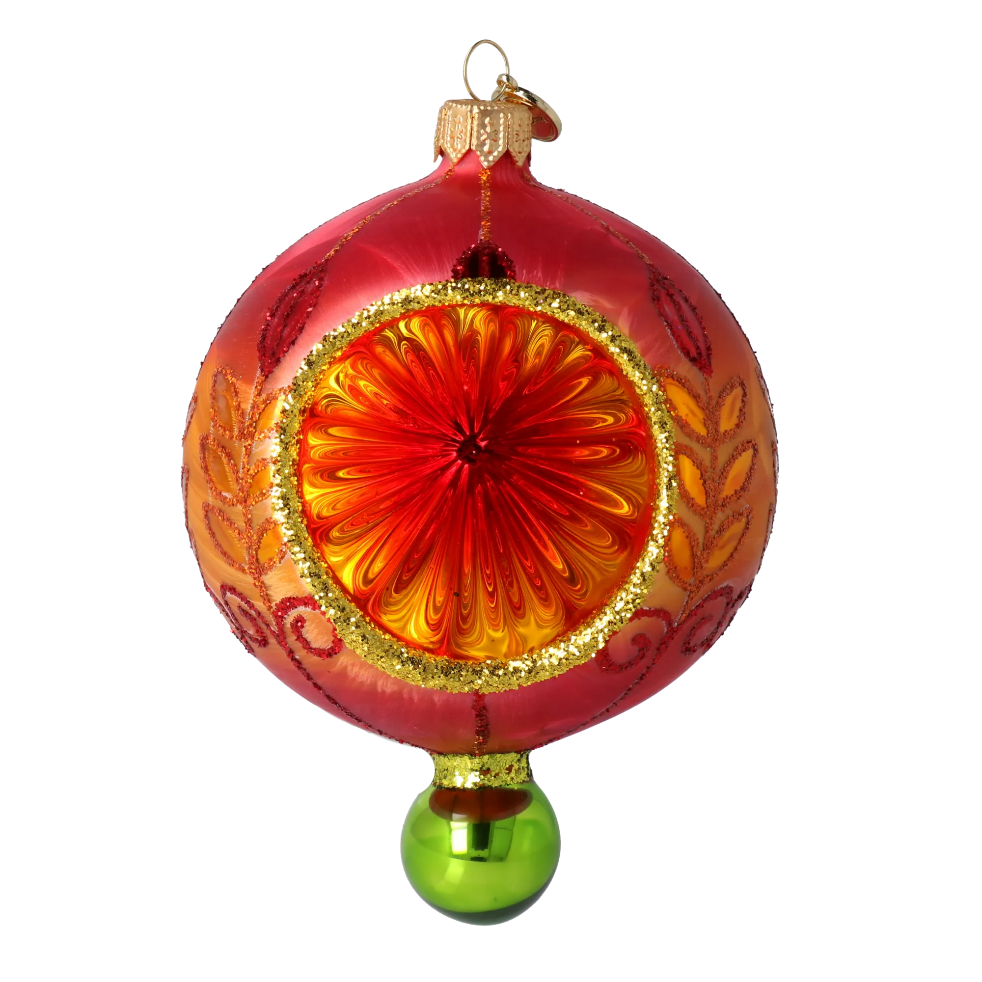 Cinnabar Solstice | Hand-Painted Glass Ornament | Blubom 2025-187