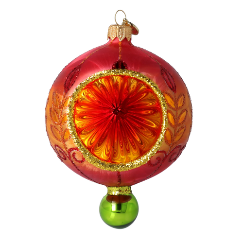 Cinnabar Solstice | Hand-Painted Glass Ornament | Blubom 2025-187