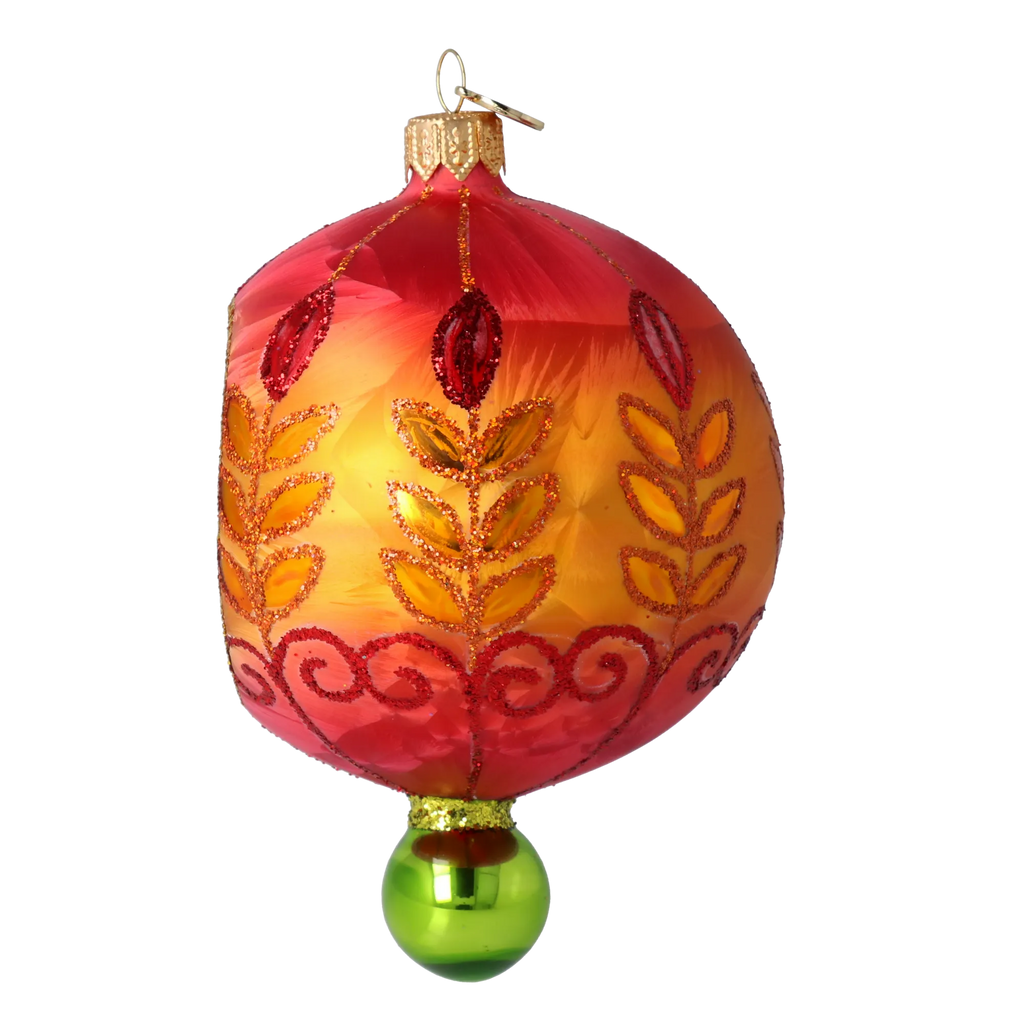 Cinnabar Solstice | Hand-Painted Glass Ornament | Blubom 2025-187
