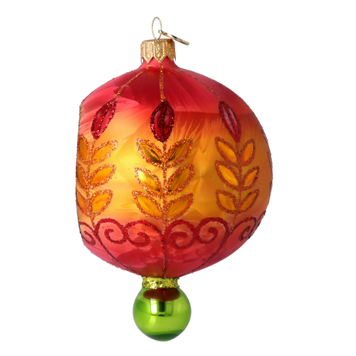 Cinnabar Solstice | Hand-Painted Glass Ornament | Blubom 2025-187