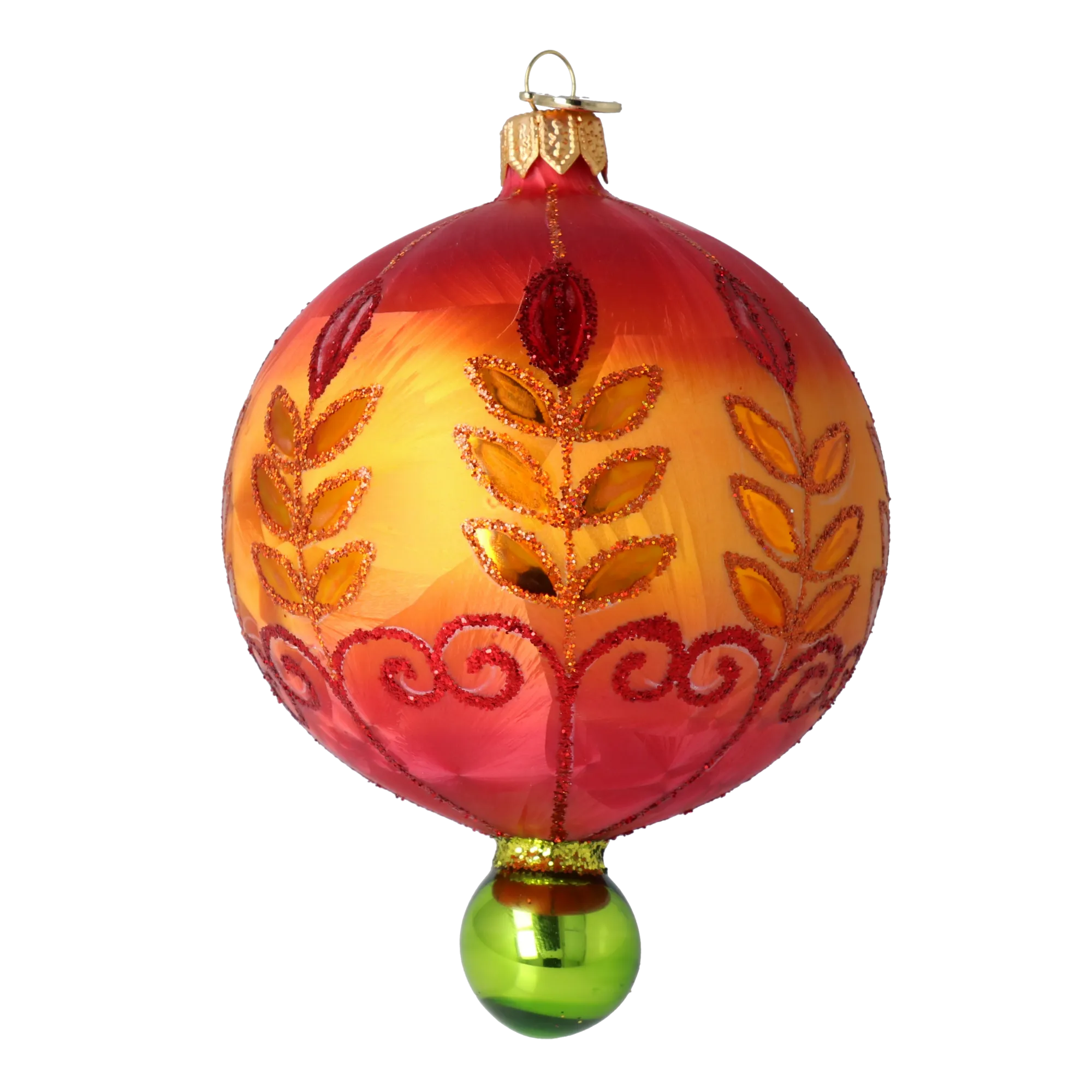 Cinnabar Solstice | Hand-Painted Glass Ornament | Blubom 2025-187