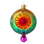 Saffron Meridian Bloom | Hand-Painted Glass Ornament | Blubom 2025-188