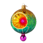 Saffron Meridian Bloom | Hand-Painted Glass Ornament | Blubom 2025-188