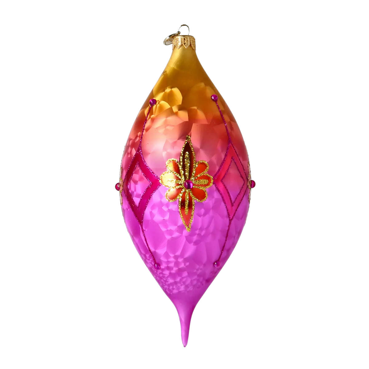 Saffron Zenith Mirage | Hand-Painted Glass Ornament | Blubom 2025-190