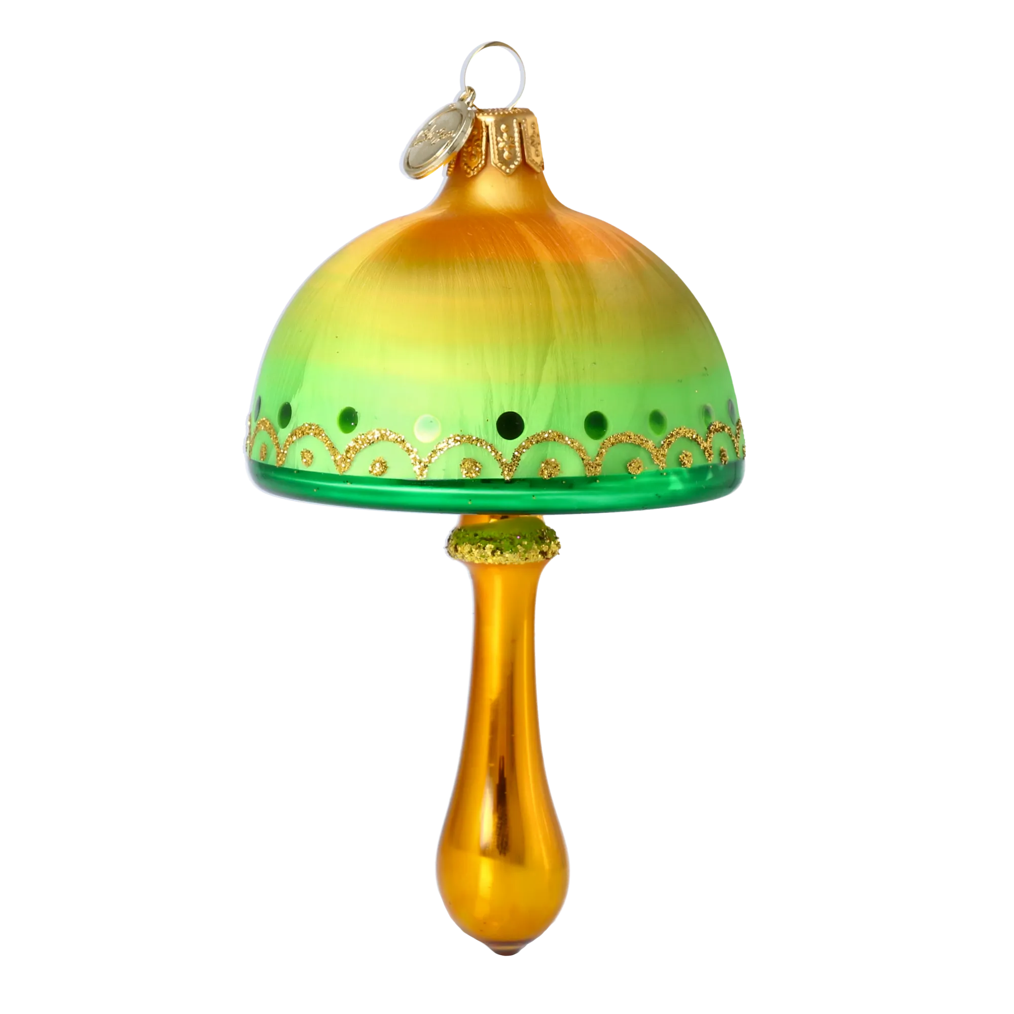 Mossgold Cap Toadstool Handmade Glass Christmas ornament 2025-199