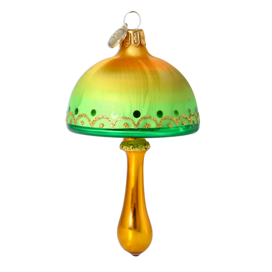 Mossgold Cap Toadstool Handmade Glass Christmas ornament 2025-199