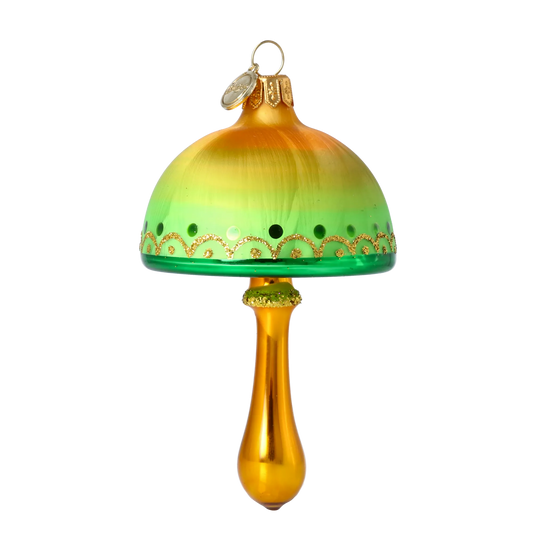 Mossgold Cap Toadstool Handmade Glass Christmas ornament 2025-199