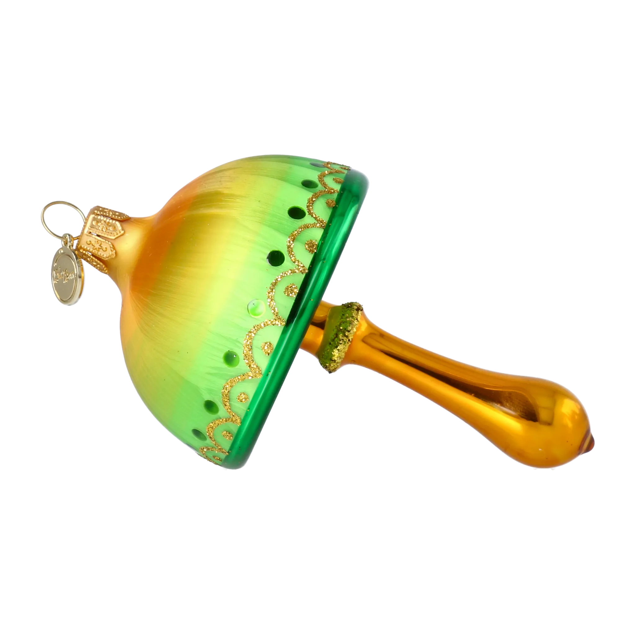 Mossgold Cap Toadstool Handmade Glass Christmas ornament 2025-199